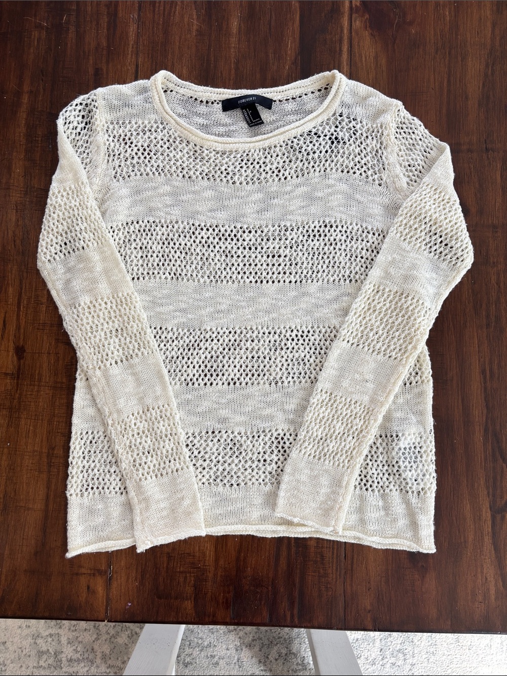 Women’s Forever 21 Cream Open-Knit Sweater Size S